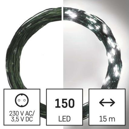 Guirlande lumineuse LED de Noël extérieure 150 LED/20 m IP44 blanc froid