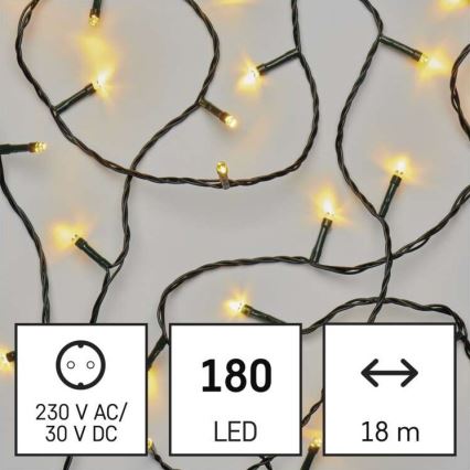 Guirlande lumineuse LED de Noël pour l'extérieur, 180 LED / 23 m, IP44, blanc chaud