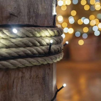Guirlande lumineuse LED d'extérieur 100 LED / 10 m, IP44, blanc froid