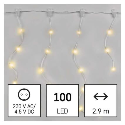 Guirlande lumineuse LED d'extérieur 100 LED/8 fonctions 7,9x0,7 m IP44 blanc chaud