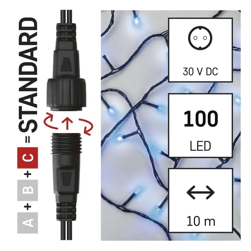 Guirlande lumineuse LED d'extérieur 100xLED/10m IP44 bleue