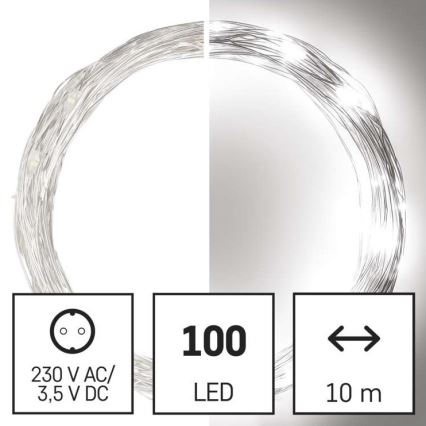 Guirlande lumineuse LED d'extérieur 100xLED/15m IP44 blanc froid