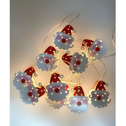Guirlande lumineuse LED d'extérieur 10xLED/2xAA, 1,65 m, IP44, blanc chaud Santa