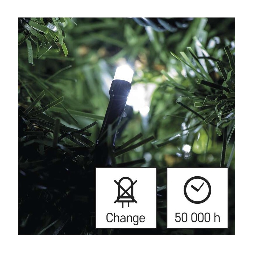 Guirlande lumineuse LED d'extérieur, 120 LEDs, 17 m, IP44, blanc froid