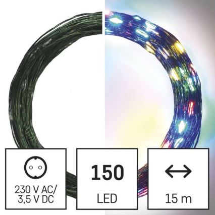 Guirlande lumineuse LED d'extérieur 150 LED/20 m IP44 multicolore
