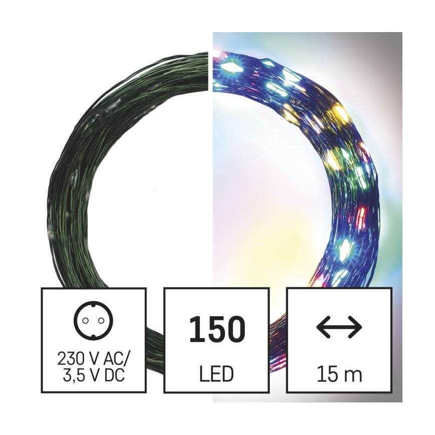 Guirlande lumineuse LED d'extérieur 150 LED/20 m IP44 multicolore