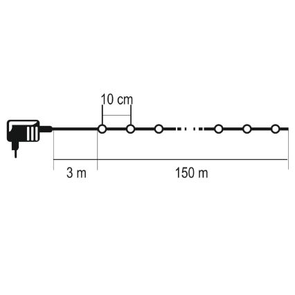 Guirlande lumineuse extérieure 1500 LED / 230 V, 8 fonctions, 153 m, IP44, blanc chaud, avec télécommande