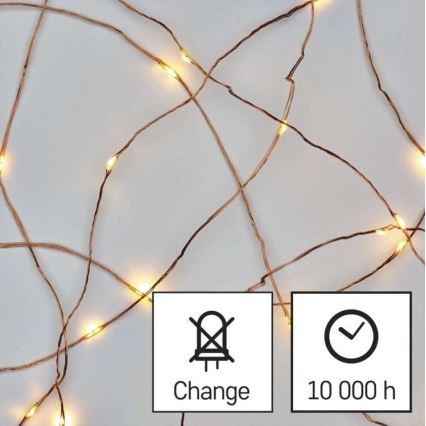 Guirlande lumineuse LED d'extérieur 40 LED — 9 m, IP44, blanc chaud