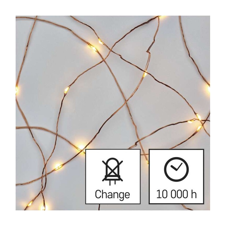 Guirlande lumineuse LED d'extérieur 40 LED — 9 m, IP44, blanc chaud