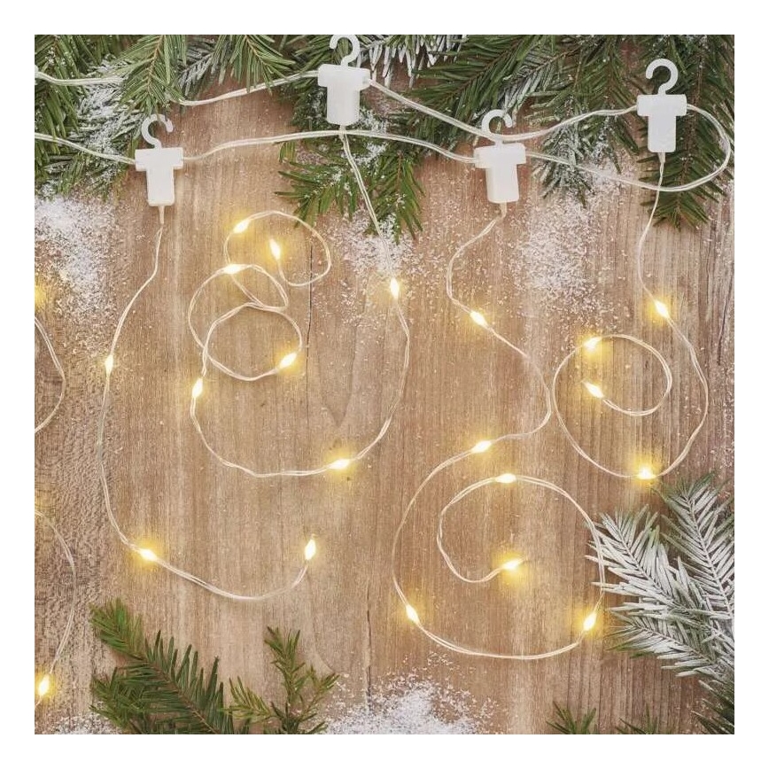 Guirlande lumineuse LED d'extérieur, 54 LED / 8 fonctions, 6,7 x 0,7 m, IP44, blanc chaud