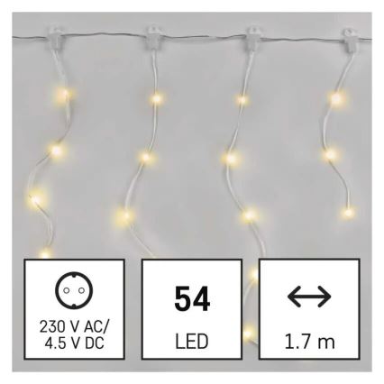 Guirlande lumineuse LED d'extérieur, 54 LED / 8 fonctions, 6,7 x 0,7 m, IP44, blanc chaud
