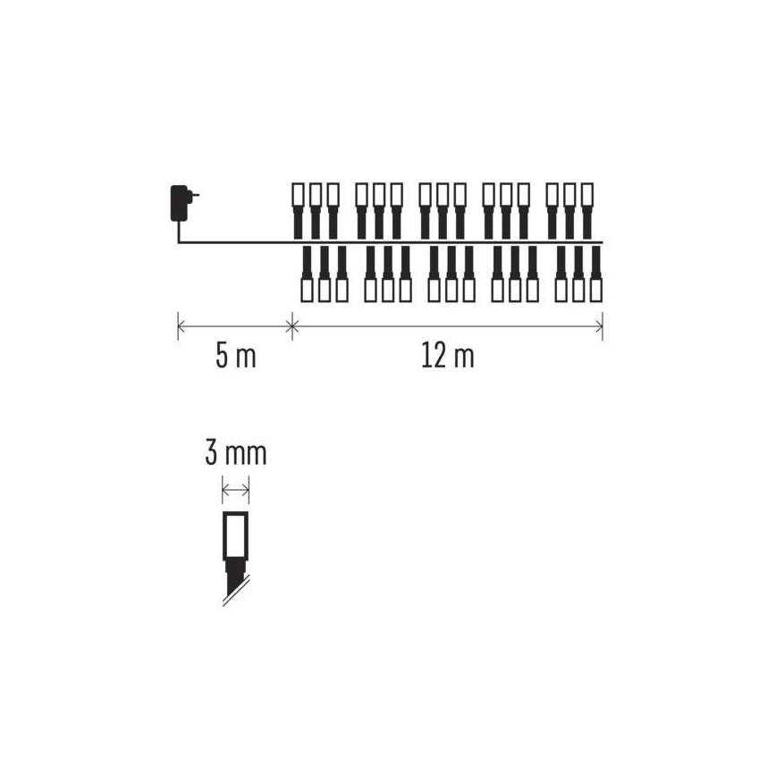 Guirlande lumineuse LED d'extérieur 600 LED / 17 m, IP44, multicolore