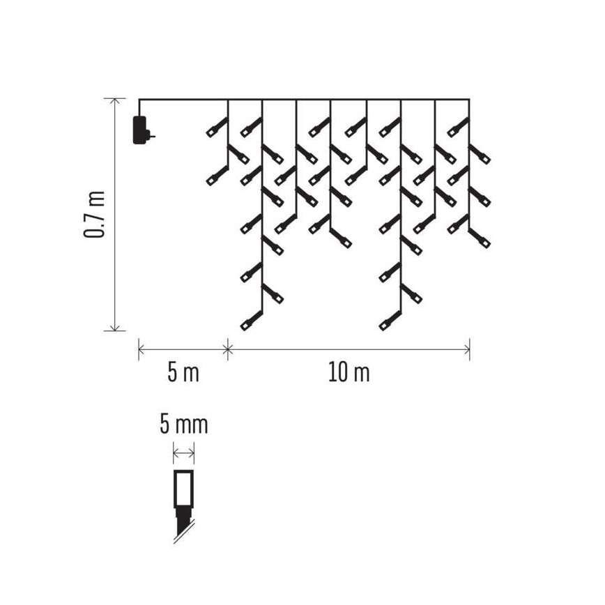 Guirlande lumineuse LED d'extérieur 600 LED, 8 modes, 15 m, IP44, blanc froid