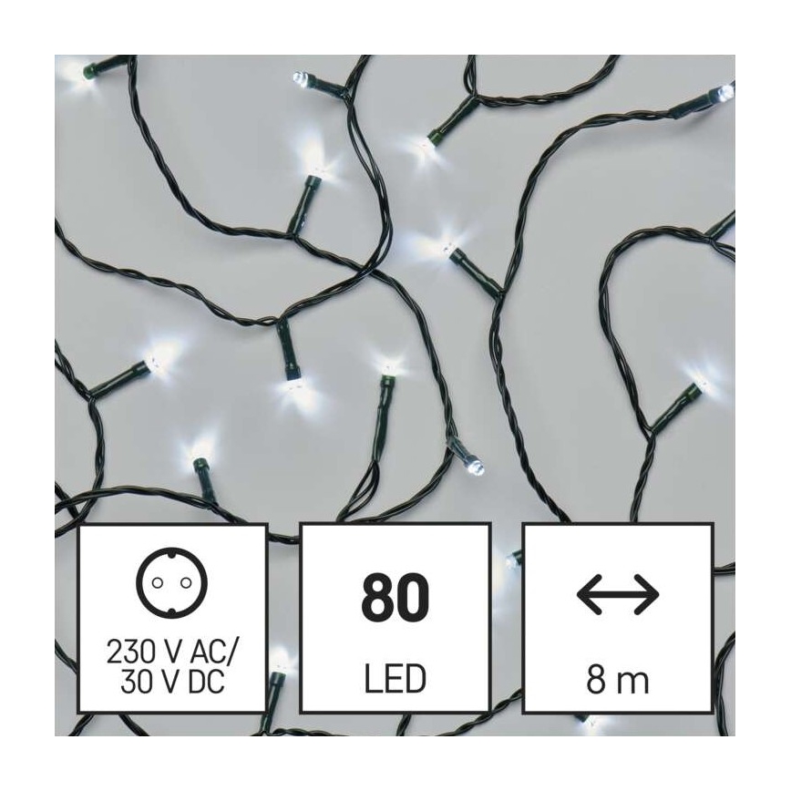 Guirlande lumineuse LED d'extérieur 80 LED / 13 m IP44, blanc froid