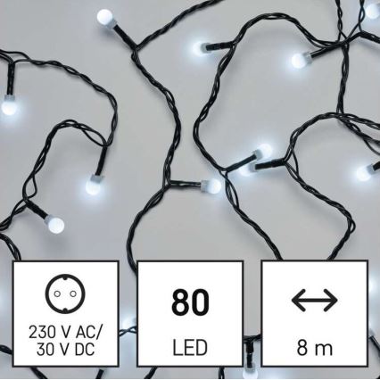 Guirlande lumineuse LED d'extérieur 80 LED/13 m IP44, blanc froid