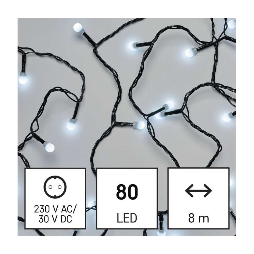 Guirlande lumineuse LED d'extérieur 80 LED/13 m IP44, blanc froid