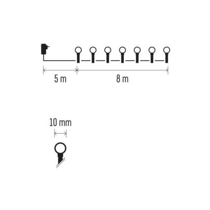 Guirlande lumineuse LED d'extérieur 80 LED/13 m IP44, blanc froid