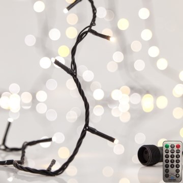 Guirlande lumineuse LED d'extérieur CLUSTER 200xLED/8 modes 2,1 m IP44 blanc chaud + télécommande