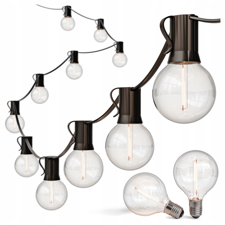 Guirlande décorative LED dimmable d'extérieur 25xE12/1W/24/230V 17,5 m IP65 noire + télécommande