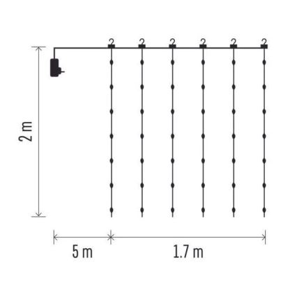Guirlande lumineuse LED d'extérieur pour Noël — 240 LED, 8 fonctions, 6,7 m, IP44, blanc chaud