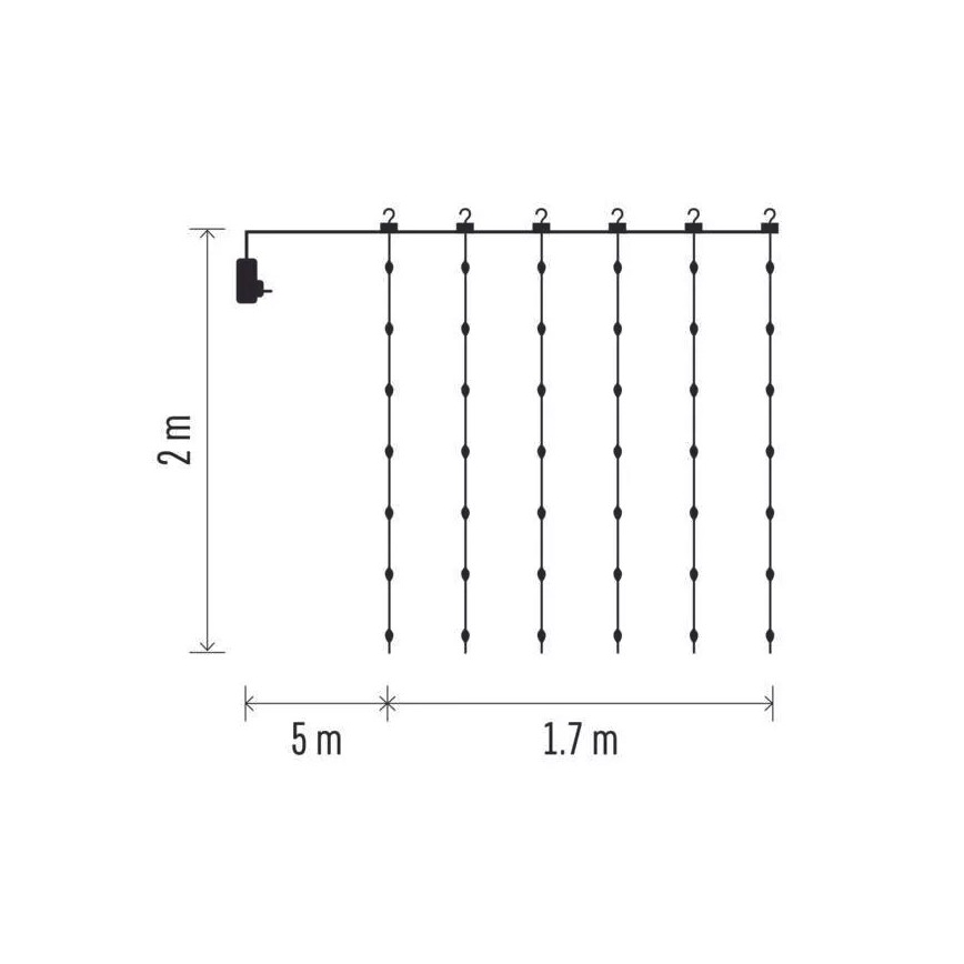 Guirlande lumineuse LED d'extérieur pour Noël — 240 LED, 8 fonctions, 6,7 m, IP44, blanc chaud