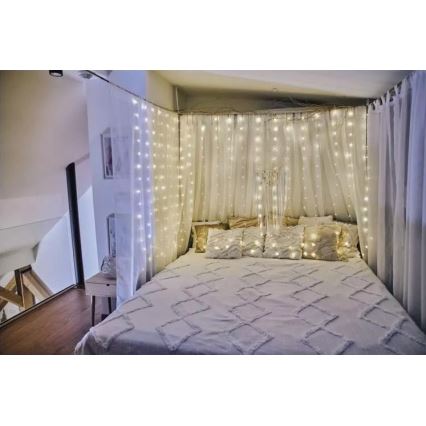 Guirlande lumineuse LED d'extérieur pour Noël — 300 LED, 8 fonctions, 5,9 m, IP44, blanc chaud