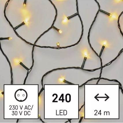 Guirlande lumineuse LED extérieure 240 LEDs / 8 modes, 29 m, IP44, blanc chaud