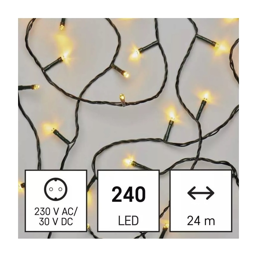 Guirlande lumineuse LED extérieure 240 LEDs / 8 modes, 29 m, IP44, blanc chaud