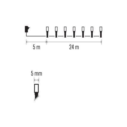 Guirlande lumineuse LED extérieure 240 LEDs / 8 modes, 29 m, IP44, blanc chaud