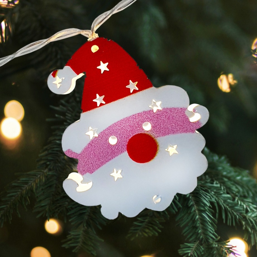 Guirlande lumineuse LED extérieure pour Noël 10xLED/2xAA 1,65 m IP44 blanc chaud Santa