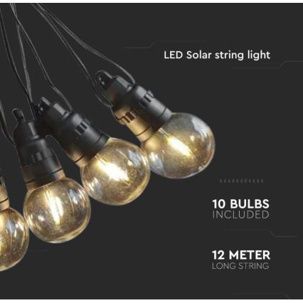 Guirlande solaire 10xLED/0,5/4,5V 12 m 3000K IP44 1200 mAh + Télécommande