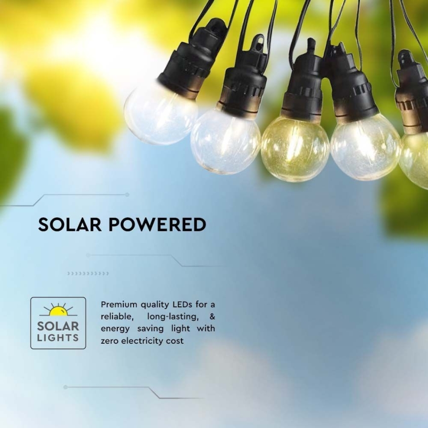 Guirlande solaire 10xLED/0,5/4,5V 12 m 3000K IP44 1200 mAh + Télécommande