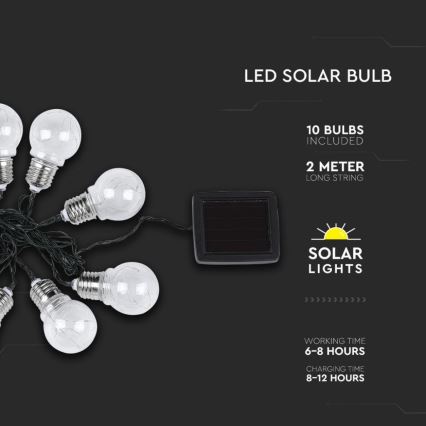 Guirlande solaire 10xLED/1W/1,2V 2 m IP44 3000K