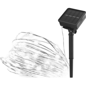 Guirlande solaire 120xLED/2,4W/1,2V 12m IP44 600 mAh blanc froid