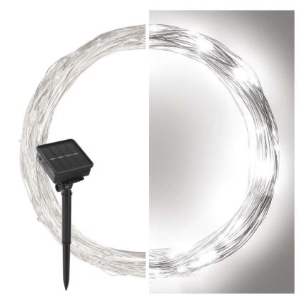 Guirlande solaire 120xLED/2,4W/1,2V 12m IP44 600 mAh blanc froid