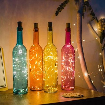 Guirlande solaire avec bouchon de bouteille 10xLED 49cm IP44 blanc chaud