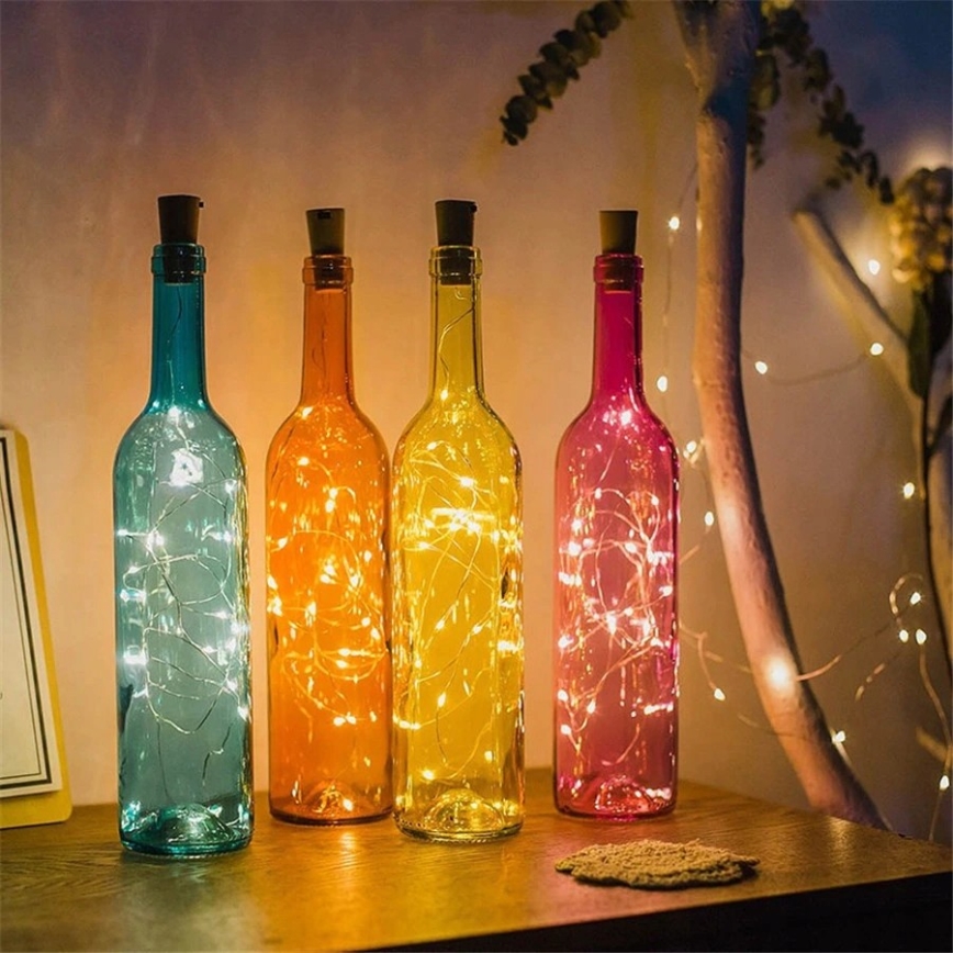 Guirlande solaire avec bouchon de bouteille 10xLED 49cm IP44 blanc chaud