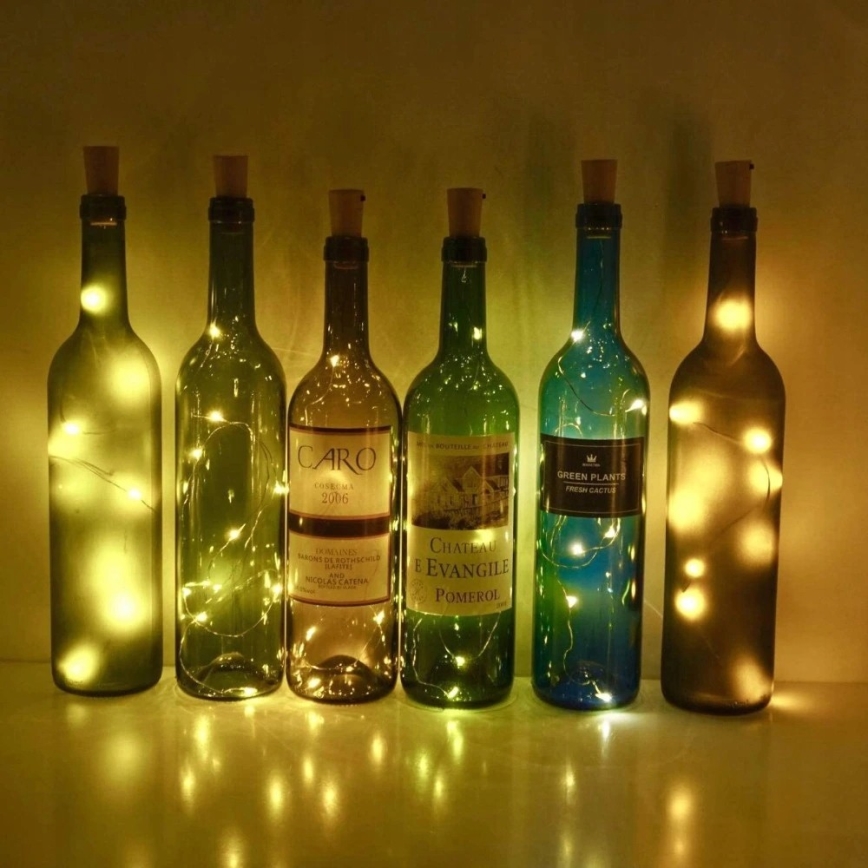 Guirlande solaire avec bouchon de bouteille 10xLED 49cm IP44 blanc chaud