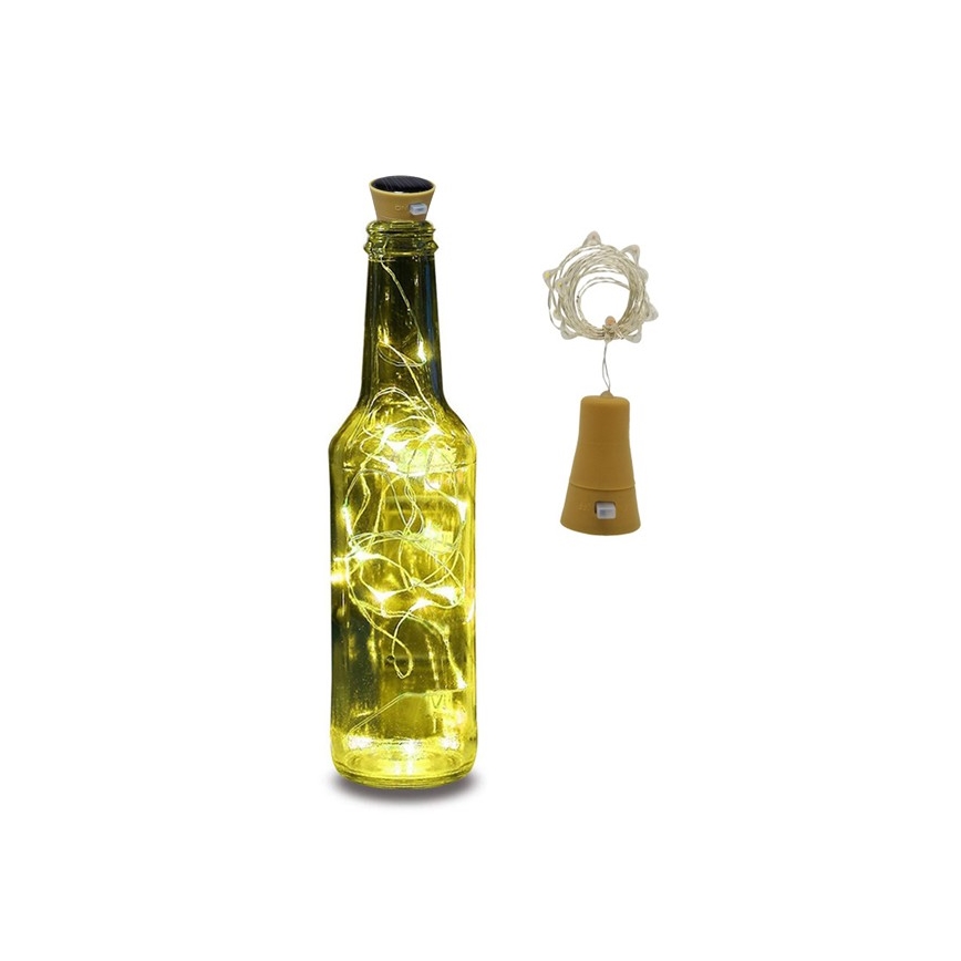 Guirlande solaire avec bouchon de bouteille 10xLED 49cm IP44 blanc chaud