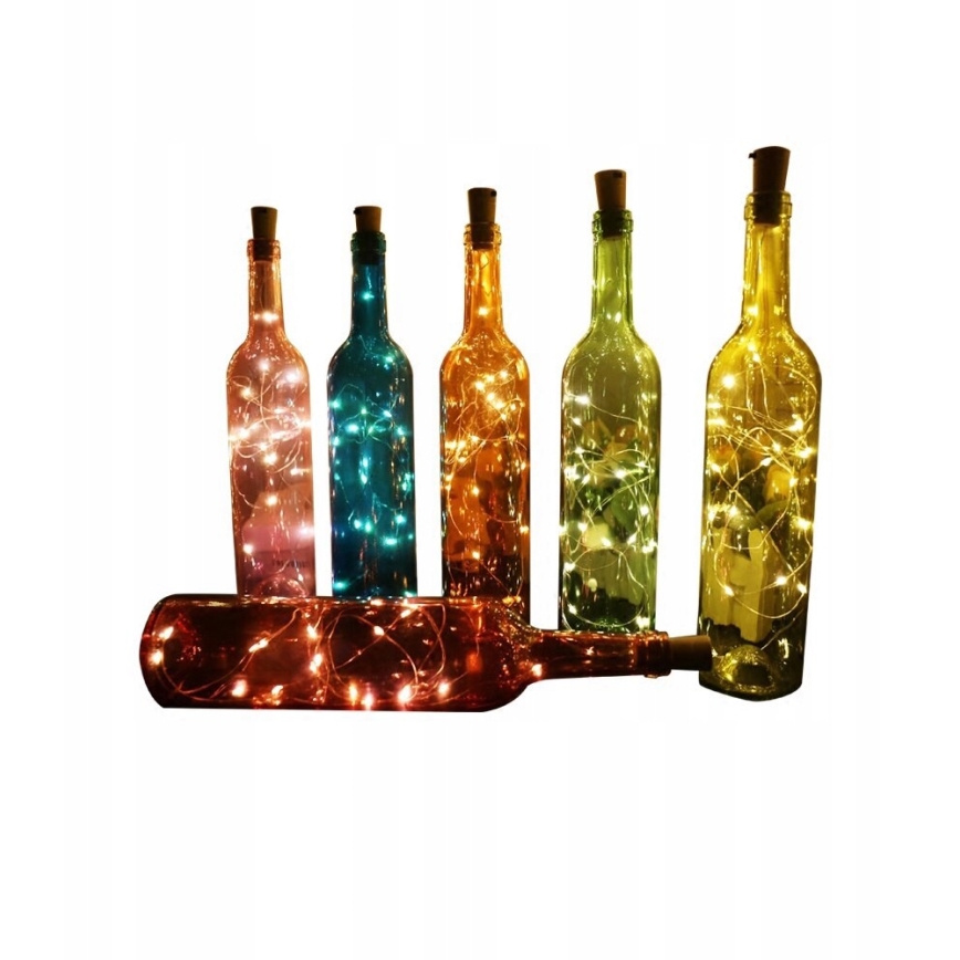 Guirlande solaire avec bouchon de bouteille 10xLED 49cm IP44 blanc chaud