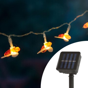 Guirlande solaire avec détecteur 20xLED 2,3m IP44 blanche chaude