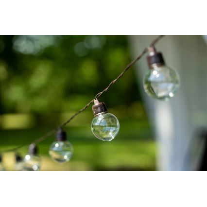 Guirlande solaire décorative 30 LED — 8 fonctions, batterie 500 mAh, 10,6 m, IP67, blanc chaud