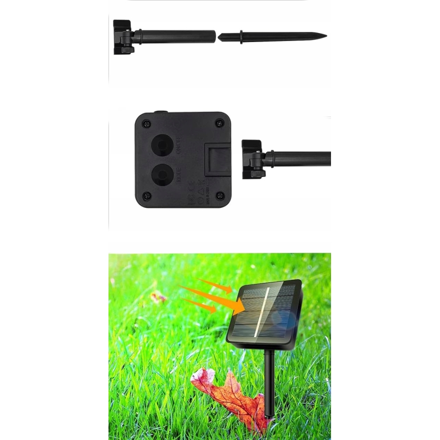 Guirlande solaire décorative 50 LED / 8 fonctions, 500 mAh, 9,5 m, IP67, blanc chaud