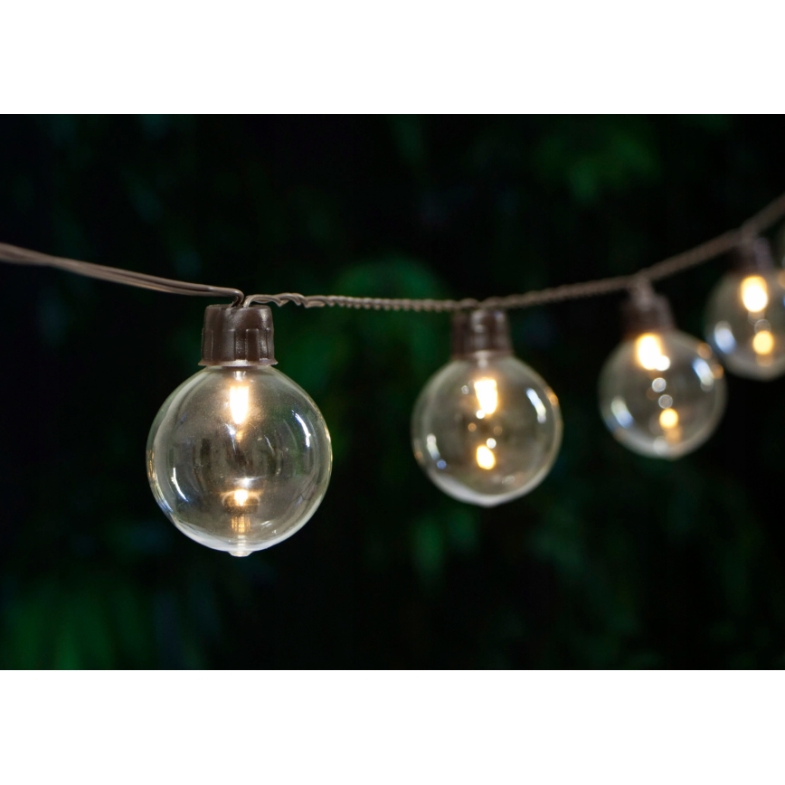 Guirlande solaire décorative LED 20 LED/8 fonctions 500 mAh 7,6 m IP67 blanc chaud
