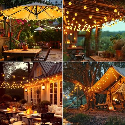 Guirlande solaire décorative LED 50 LED/8 fonctions 500 mAh 9,5 m IP67 blanc chaud