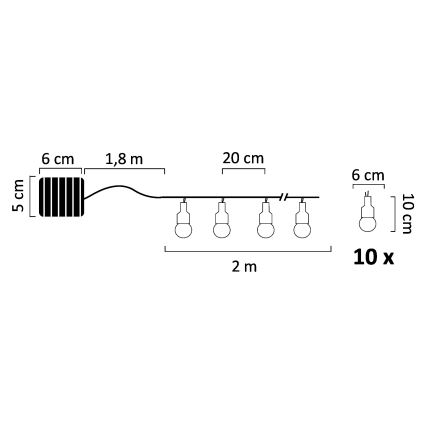 Guirlande solaire décorative LED PASTEL 10xLED/1,2V 3,8 m IP44