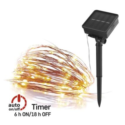 Guirlande solaire LED LED/2,4W/1,2V 1xAA 15 m IP44 3000K 600 mAh