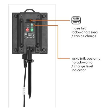 Guirlande décorative solaire LED dimmable STARLIGHT NEO 10x E27/3,7V 2700K IP54 1200 mAh 11,5 m + télécommande