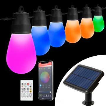 Guirlande solaire LED RGBIC dimmable 30xLED/1,3W/3,7V 2200 mAh 14,37 m IP65 noire + télécommande