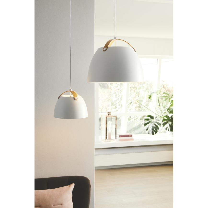Halo Design 734870 - Suspension sur câble OSLO 1xE27/40W/230V Ø 40 cm blanc/chêne